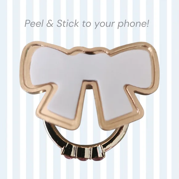 Pink Bow Phone Ring & Stand | Rose Gold - Picture 2 of 3